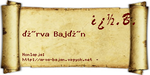 Árva Baján névjegykártya